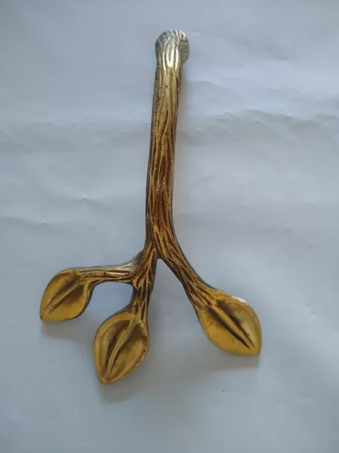 Antique Branch Leaf Gold Solid Brass Cabinet, Door Pull Hardware  4.5"