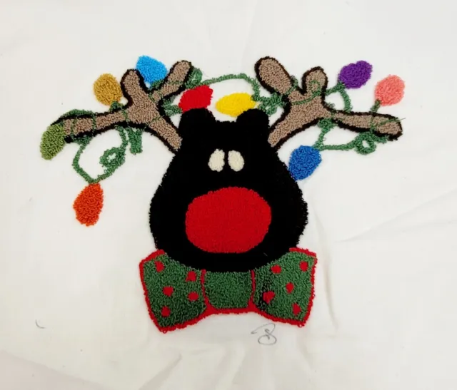Luces de Navidad vintage con punzón con aguja para renos 2 marcos, almohada, sobre chaqueta