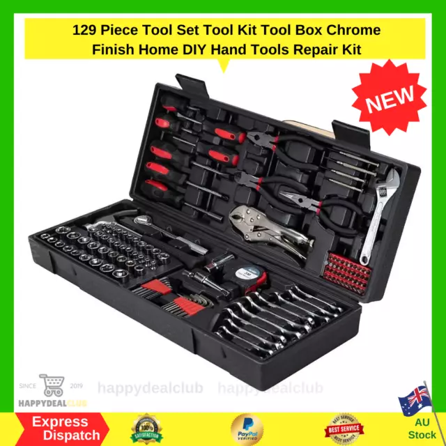 Tool Set Tool Kit Tool Box Chrome Finish Home DIY Hand Tools Repair Ki