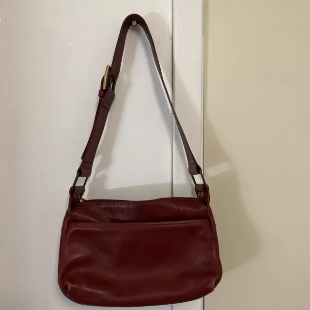 Nuovedive Burgundy Red Italian Leather Shoulder Crossbody Bag Thick Strap