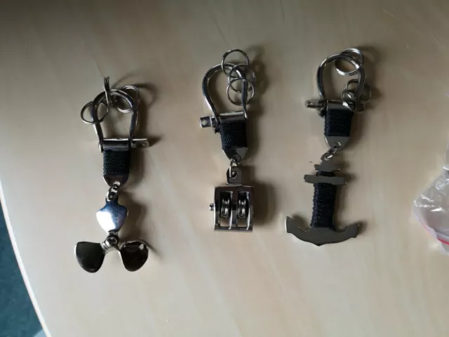 12 x Nautical Keyrings - Mixed Lot - Pulley , Prop , Anchor -  Wholesale Job Lot