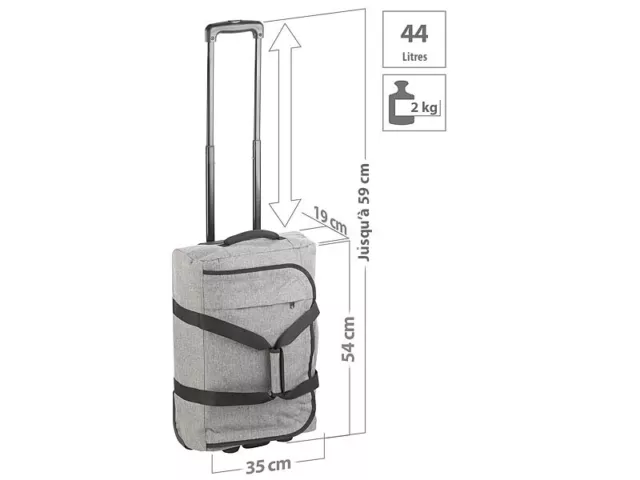 2 valises trolley pliables XXL avec poignée télescopique - PEARL