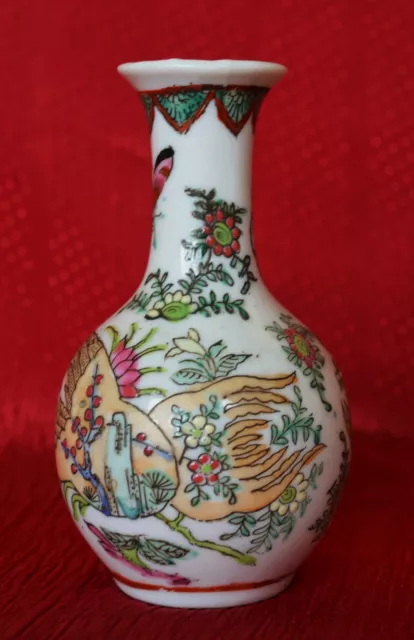 Rare Antique Chinese Porcelain Vase Hand Painted Famille Rose Tongzhi  Hallmark