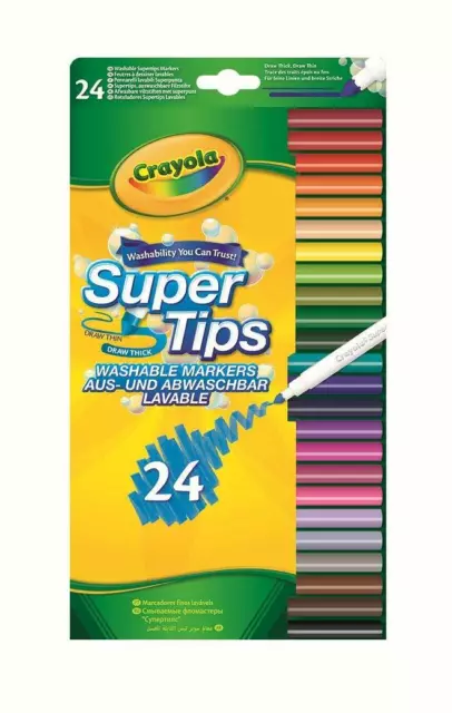 Crayola Washable Markers Supertips 24-Pack Bright Felt Tip Colour Pens