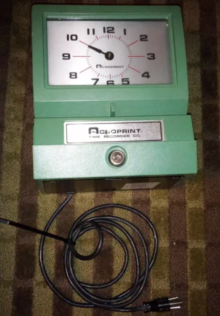 Acroprint Time Recorder Co. Electronic Punch Time Clock Rec 125NR4 missing arm 2