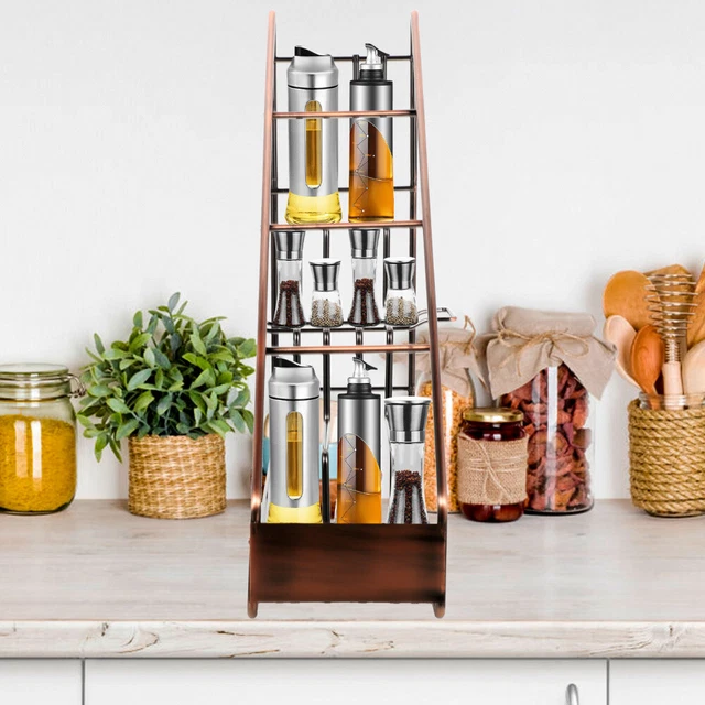 DTUQYX Étagère à Sirop De Café Vintage : Organiseur à 3 Niveaux Pour 12 Bouteilles, Comptoir Ou Table Installation Magnetique Facile En Une Etape Cadre En Bois Robuste Porte Bouteille