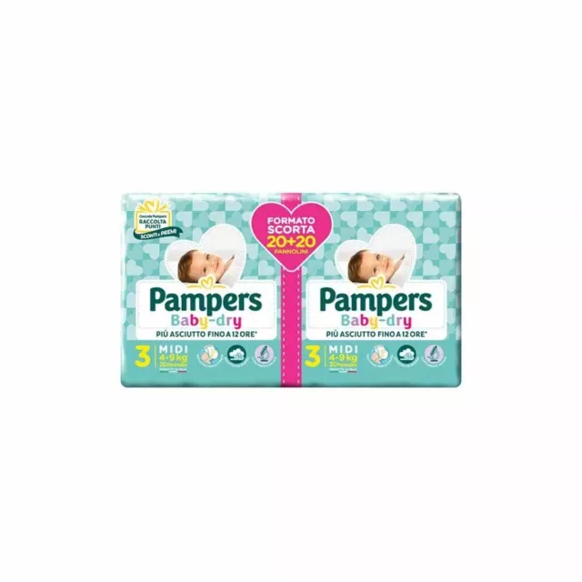 Pampers Baby Dry Duo Mini Pacco Doppio Pannolini, Taglia 3 (4-9kg) - 40 Pezzi