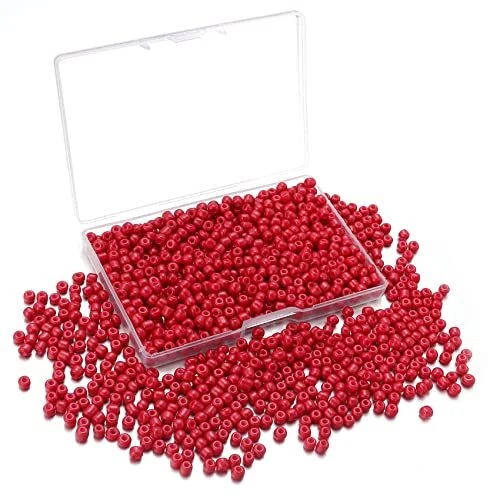 1000pcs Glass Seed Beads Bulk 6/0 4mm Opaque Small Craft Beads for 4 mm Maroon