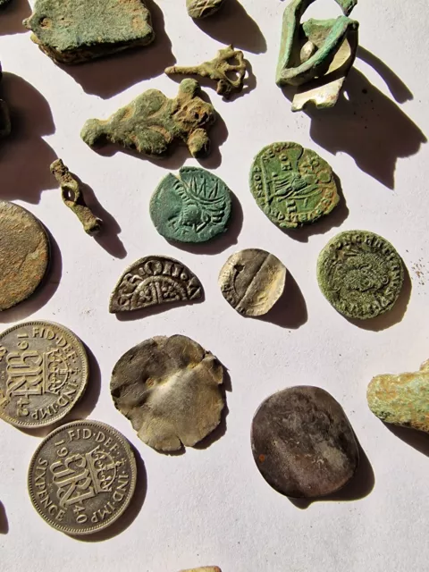 Group Of Detector Found Hammered Silver, Roman Coins And Artifacts 2