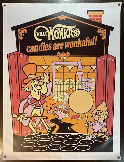Vintage Willy Wonka Store Display Reproduction Banner 3’X4’ Candy Wonkaful Sign