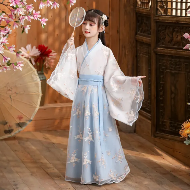 Bambino Ragazze Hanfu Abito Cinese Decorato Principessa Palco Costume Ttang 8