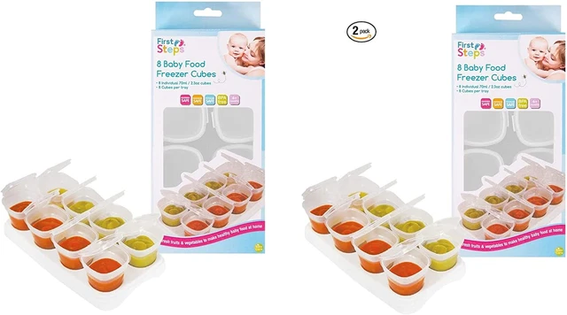 Baby Gefrierschrank Würfelschalen. 2 x Schalen 16 x 70 ml Töpfe BPA-frei, kostenloser Versand