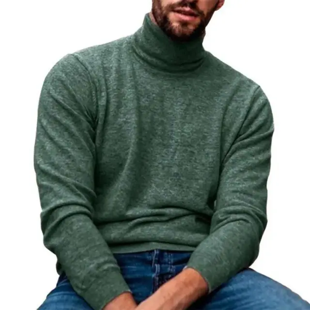 Mens Knitted Turtleneck Jumper Sweater Winter Warm Casual Knitwear Pullover Tops