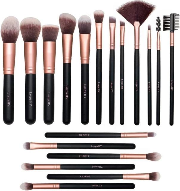 Pennelli Trucco oro Rosa 18 Pezzi Pennelli Trucco Premium Set Viso e Occhi
