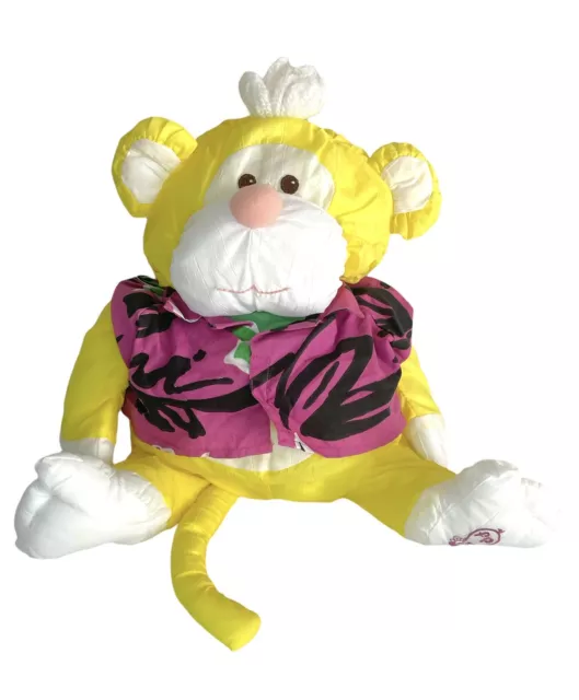 Vintage 1987 Fisher Price Wild Puffalumps Monkey Yellow Parachute Plush Stuffed