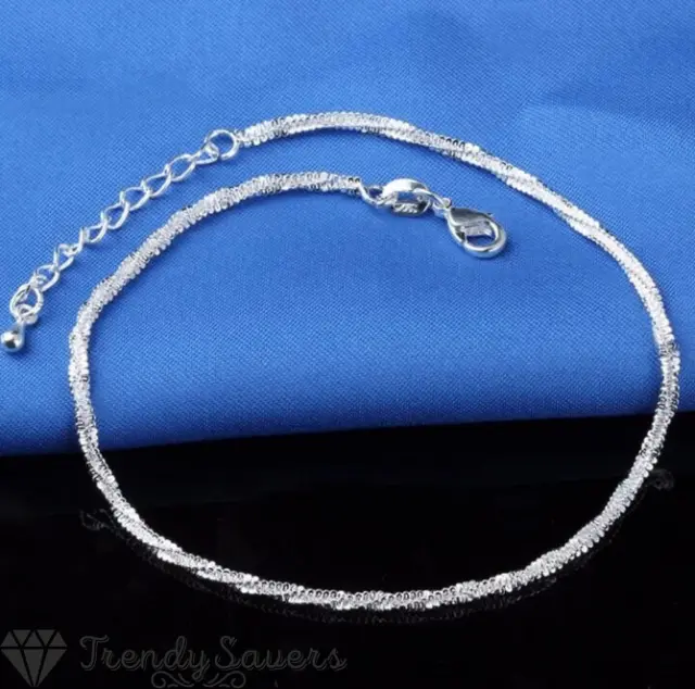 Fashion Ankle Bracelet Women 925 Sterling Silver Anklet Foot Jewelry Chain Beach 2