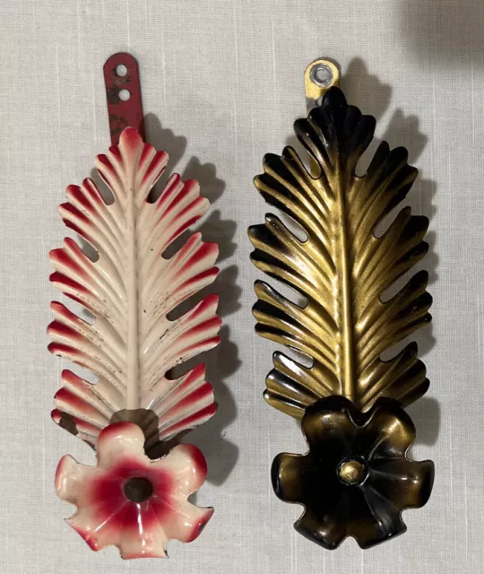 Vintage Drapery Curtain Tie Back Metal Flower and Leaf 6”
