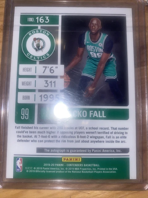 Tacko Fall 2019/20 Panini Contenders Auto Rookie Ticket #163 Celtics Rc Card 2