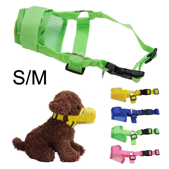 Adjustable Pet Dogs Muzzle Mouth Cover Mesh Mask No-Barking Anti Bite Chew L5U8