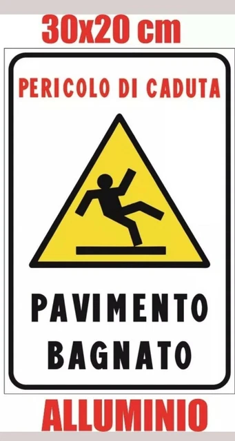 Segnale di avvertimento per pavimento bagnato con scritta in inglese Attenzione Plancher Mouillé, in plastica gialla, cartello di avvertimento per pavimenti scivolosi, pieghevole su due lati, tipo