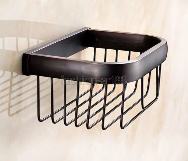 Bathroom Wall Mount Oil Rubbed Bronze Toilet Paper Roll Holder Basket fba533