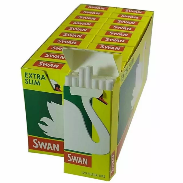 SWAN Extra Slim Filter Tips, Pre Cut Cigarette Rolling filter tips - 120 per Box