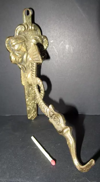 Vintage Ornate Brass Cloth Towel Fish Shape HOOK Wall Hanger Couple Finial