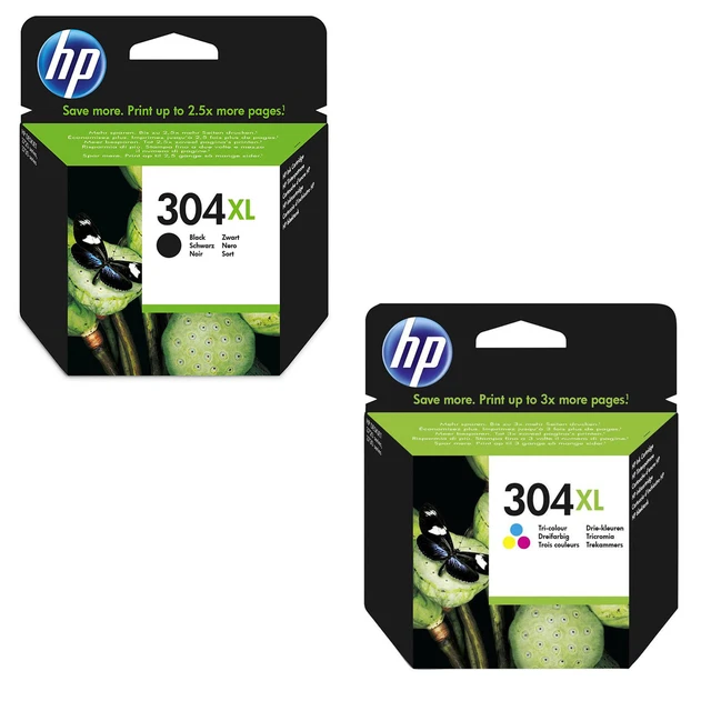 2 CARTUCCE ORIGINALI HP XL 304+304 PER HP DeskJet Ink Advantage 3700MFP