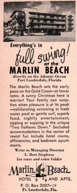 Retro Ad Marlin Beach Hotel And Apts Fort Lauderdale Florida