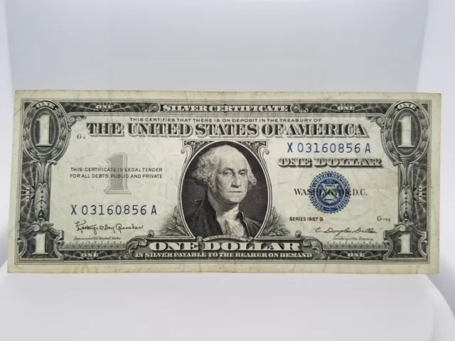 Series 1957B One Dollar Silver Certificate Blue Seal/Circulated X03