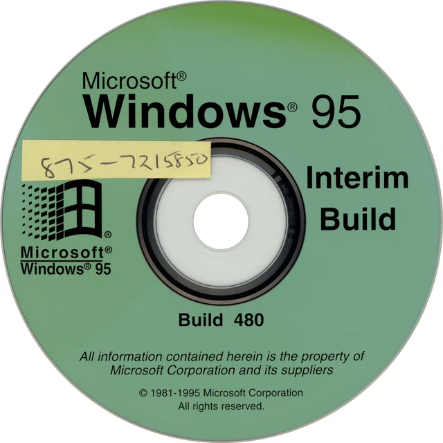 VINTAGE – 1995 – Microsoft Windows 95 BETA Build 480 – Interim Build