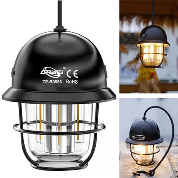 Lampada da campeggio LED retro portatile dimmerabile ricaricabile luce tenda 15W