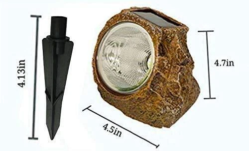 Solar Powered Rock Light, 4 Pack 10 LED Waterproof Garden Stone Lights Brown2
