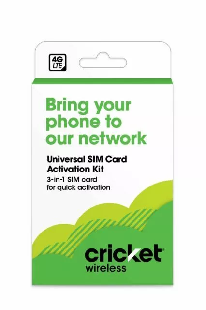 Cricket Wireless Prepaid Universal SIM Card Kit  3-in-1 Cell phone Activation Ki