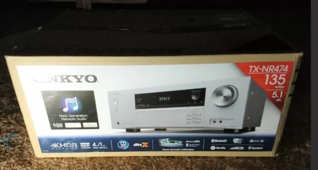 Onkyo TX-NR474 4K HDMI AV Receiver Dolby Atmos DTS:X DAB+  lesen