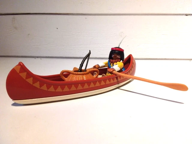 Lot Playmobil Ancien - Indiens, Cowboys, Chevaux, Calèche, Canoë, Tente Et Personnages