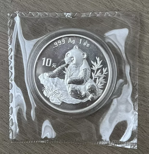1998 1 oz .999 Silver Chinese Panda Large Date 10 Yuan SEALED