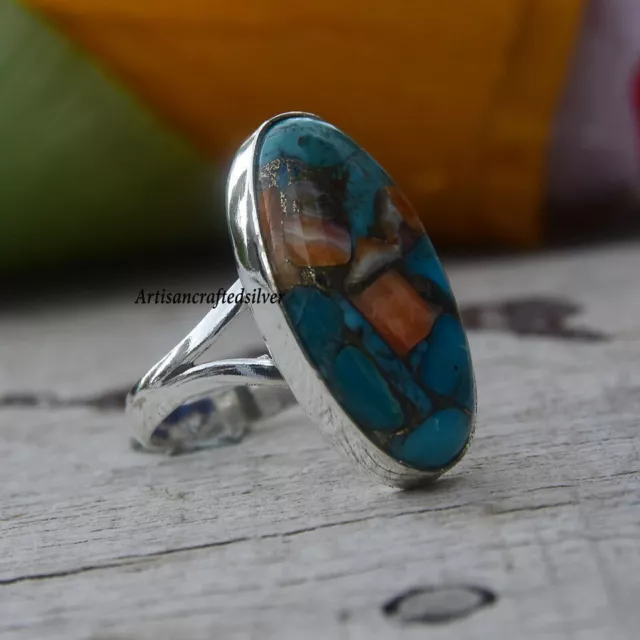 Oyster Turquoise 925 Starling Silver Anillo del día de Navidad Joyería... 2