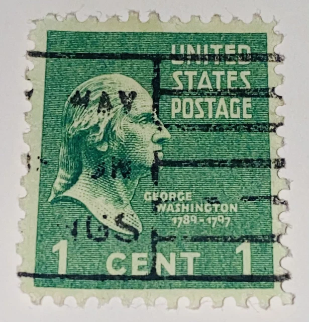 VINTAGE ANTIQUE Washington 1 Cent Stamp rare Green Collectible