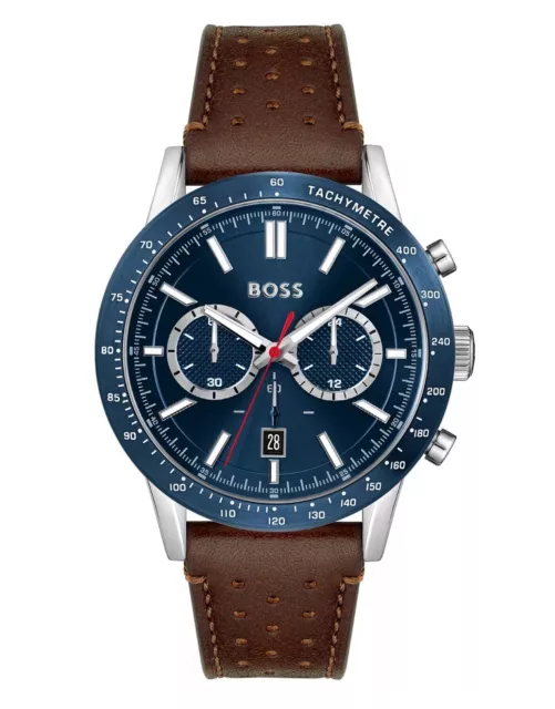 Hugo Boss Allure Men's Chronograph Brown Leather Strap Watch 44mm