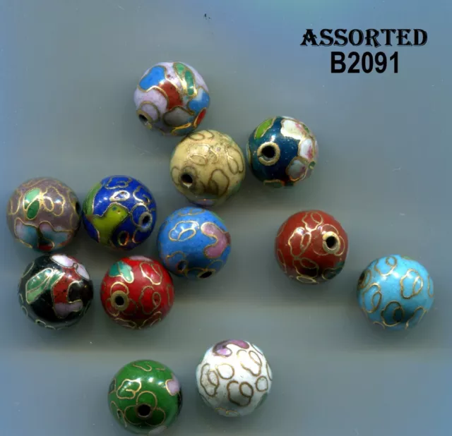 Cloisonne Beads, 10mm, 5 colors,  25 beads, U Choose, AAA Quality  B2091