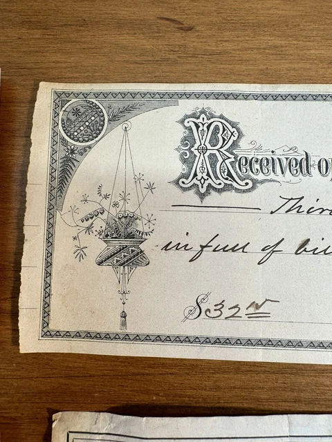 Lot of 8 Antique Receipts Ephemera 1883 Letterhead Graphics 1 Color Grocery IL 9