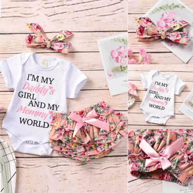 Newborn Baby Girl Clothes Infant Romper Jumpsuit Floral Bow Tutu Shorts Outfits