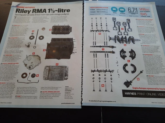 Rma Riley Engine RILEY RMA 1.5 litre engine autopsy article £3.95 - PicClick UK