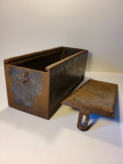 Early Primitive Antique Mini Safe Bank Box Hand Forged Very Old & Unusual 12x4x4