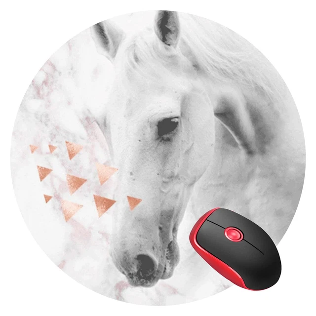 Mouse Pad White Horse Lover Rose Pink Marble Gaming Mouse Mat, Non-Slip Rubbe