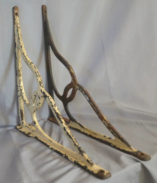 Fine Large Pair Antique Victorian Cast Iron Sink Or Shelf Wall Brackets C 1890