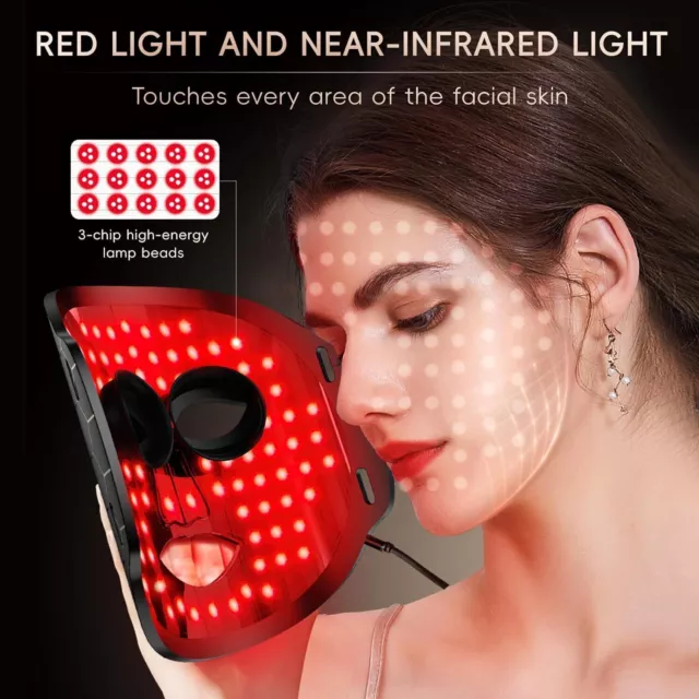 Maschera Viso LED Terapia Luce Rossa 7 Colori per Cura Pelle Viso Ringiovanimento Pelle 3