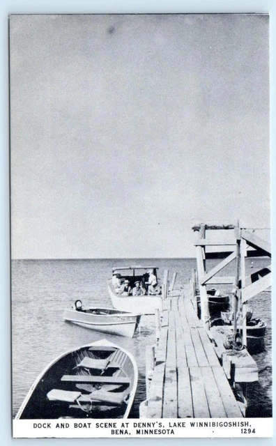 BENA, Minnesota MN ~ Lake Winnibigoshish DENNY'S Dock & Boats c1960s   Postcard