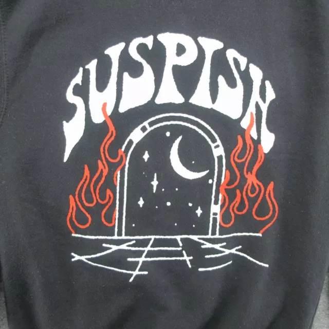 Bailey Sarian Sweatshirt Mens Medium Black Suspish Crew Neck Flames Podcast 3